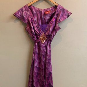 Oilily 100% Silk Purple Midi Dress